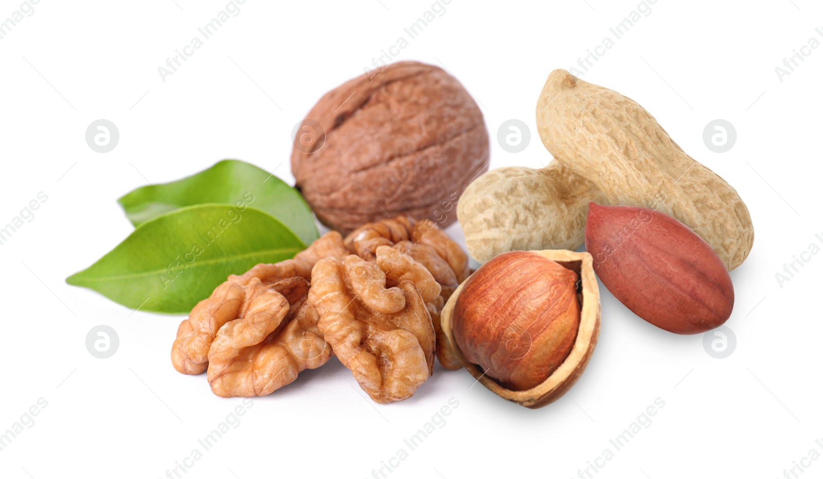 Image of Mix of different nuts isolated on white