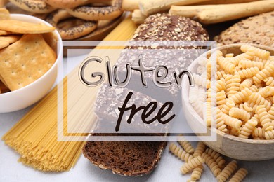 Image of Different gluten free products on grey table