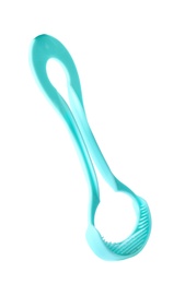 New tongue cleaner for oral care on white background