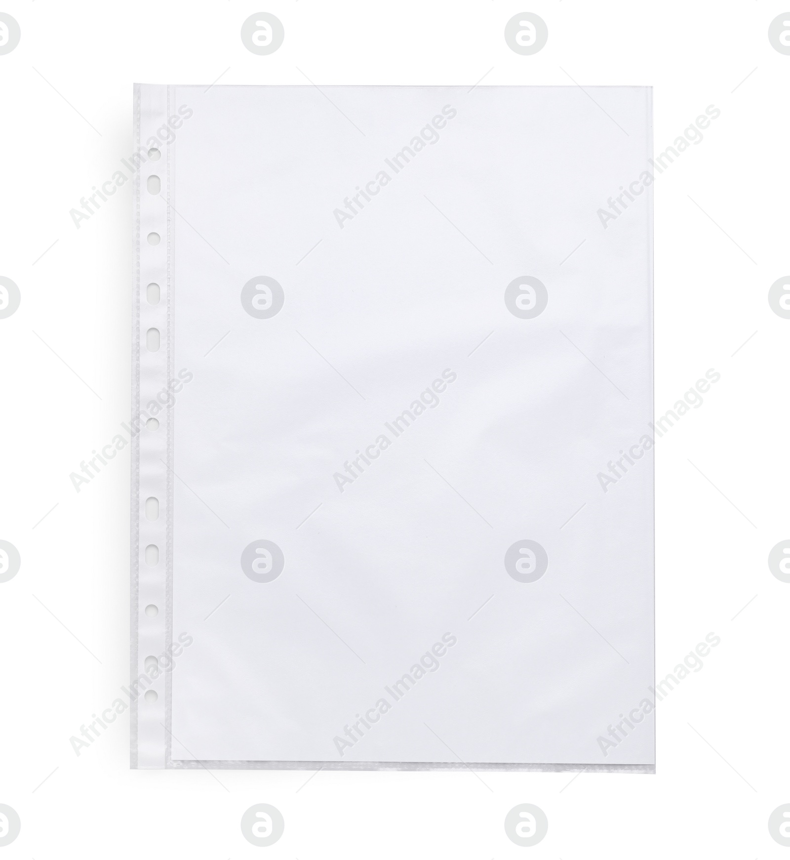 Photo of Punched pocket with paper sheet isolated on white, top view