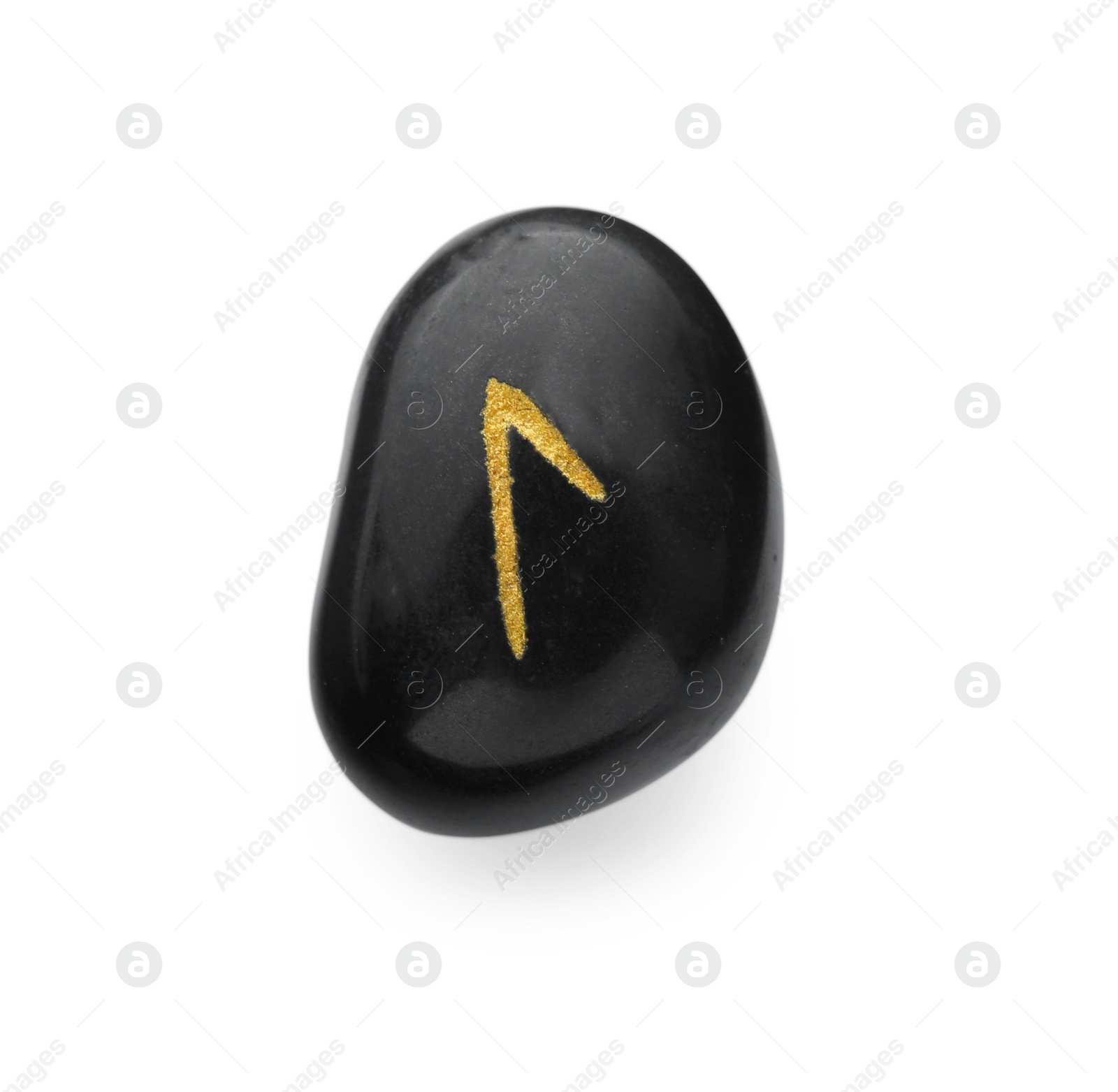 Photo of Black stone rune Laguz isolated on white