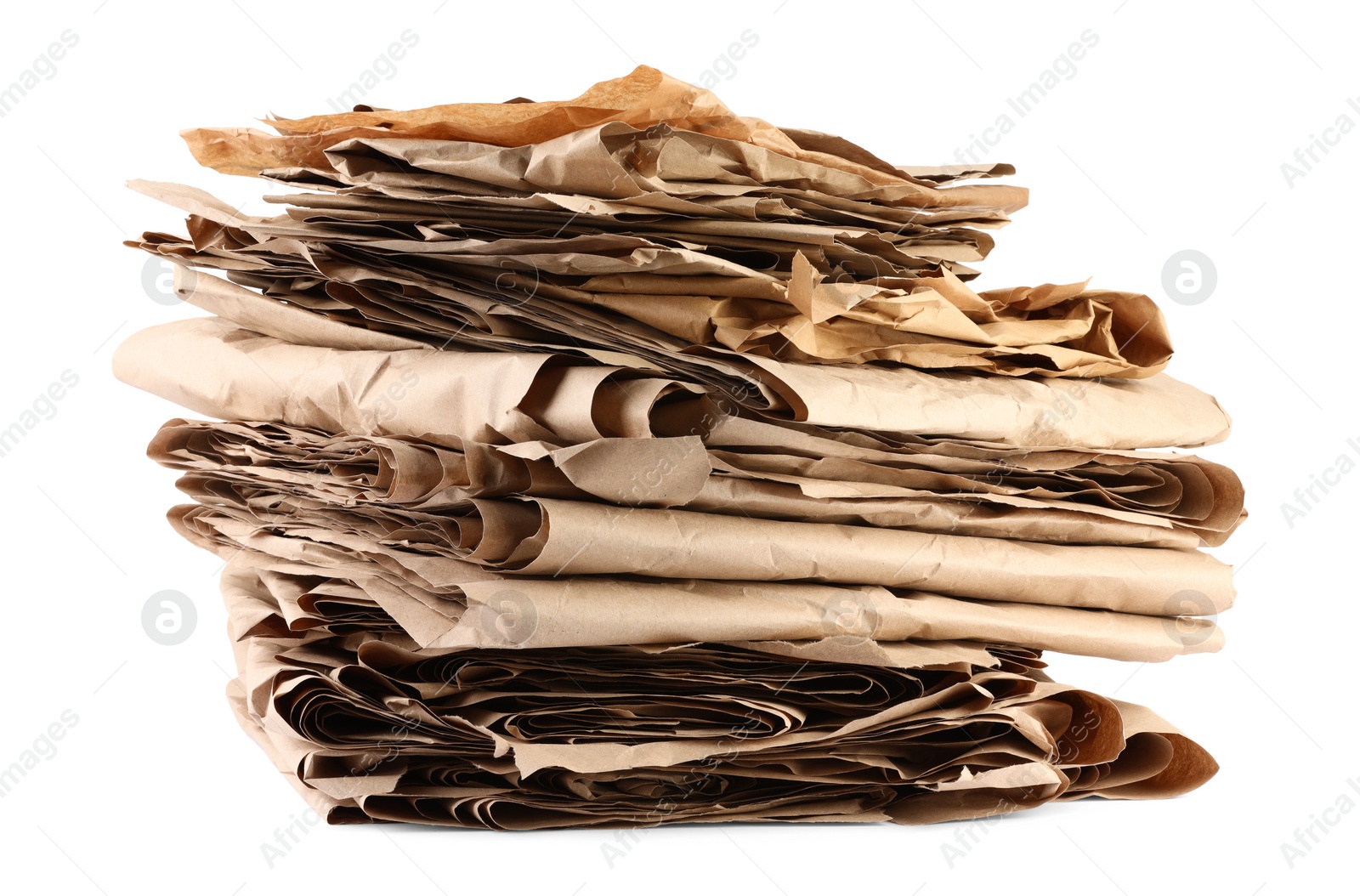 Photo of Stack of waste paper isolated on white