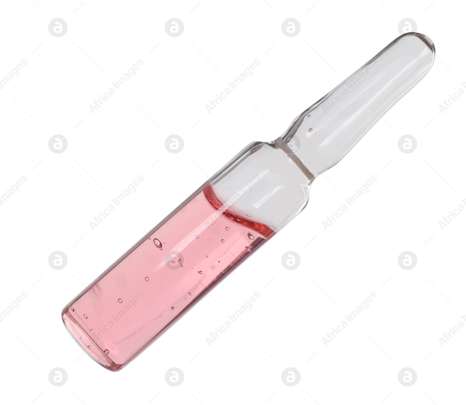 Photo of Glass ampoule with pharmaceutical product on white background