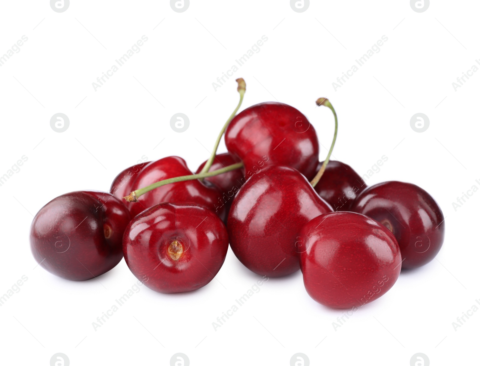 Photo of Tasty ripe red cherries isolated on white