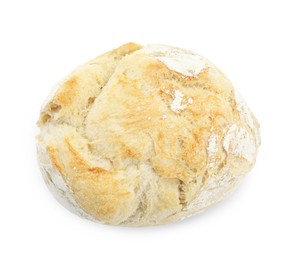 Photo of Freshly baked sourdough bread isolated on white, top view