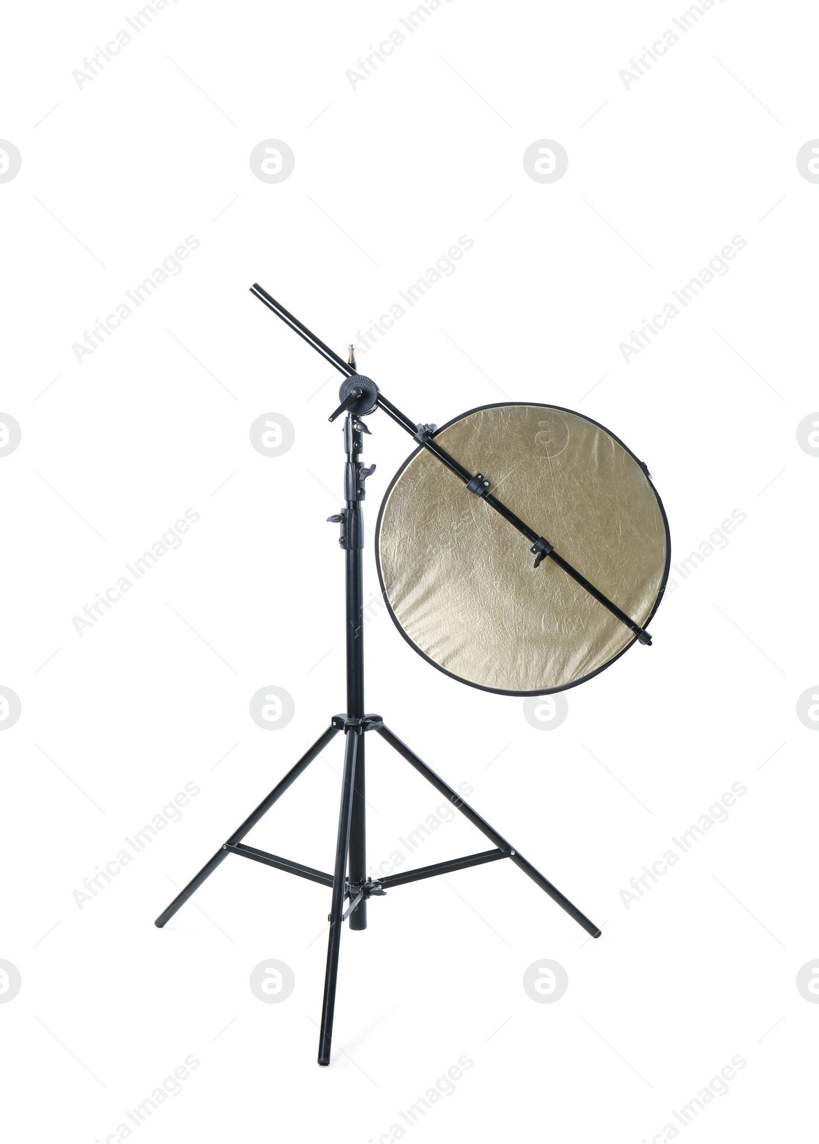 Photo of Tripod with studio reflector isolated on white. Professional photographer's equipment