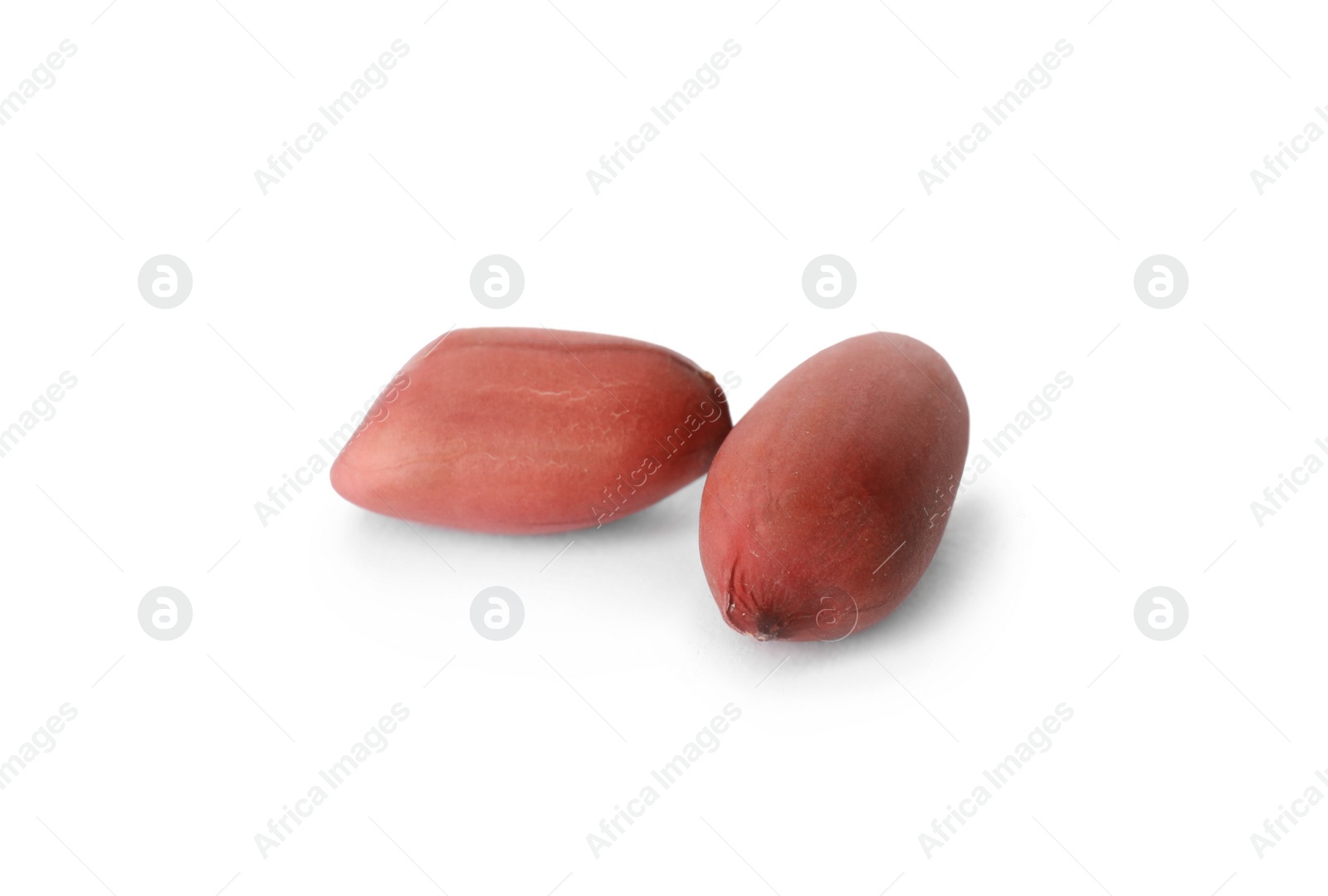 Photo of Raw peanuts on white background. Healthy snack