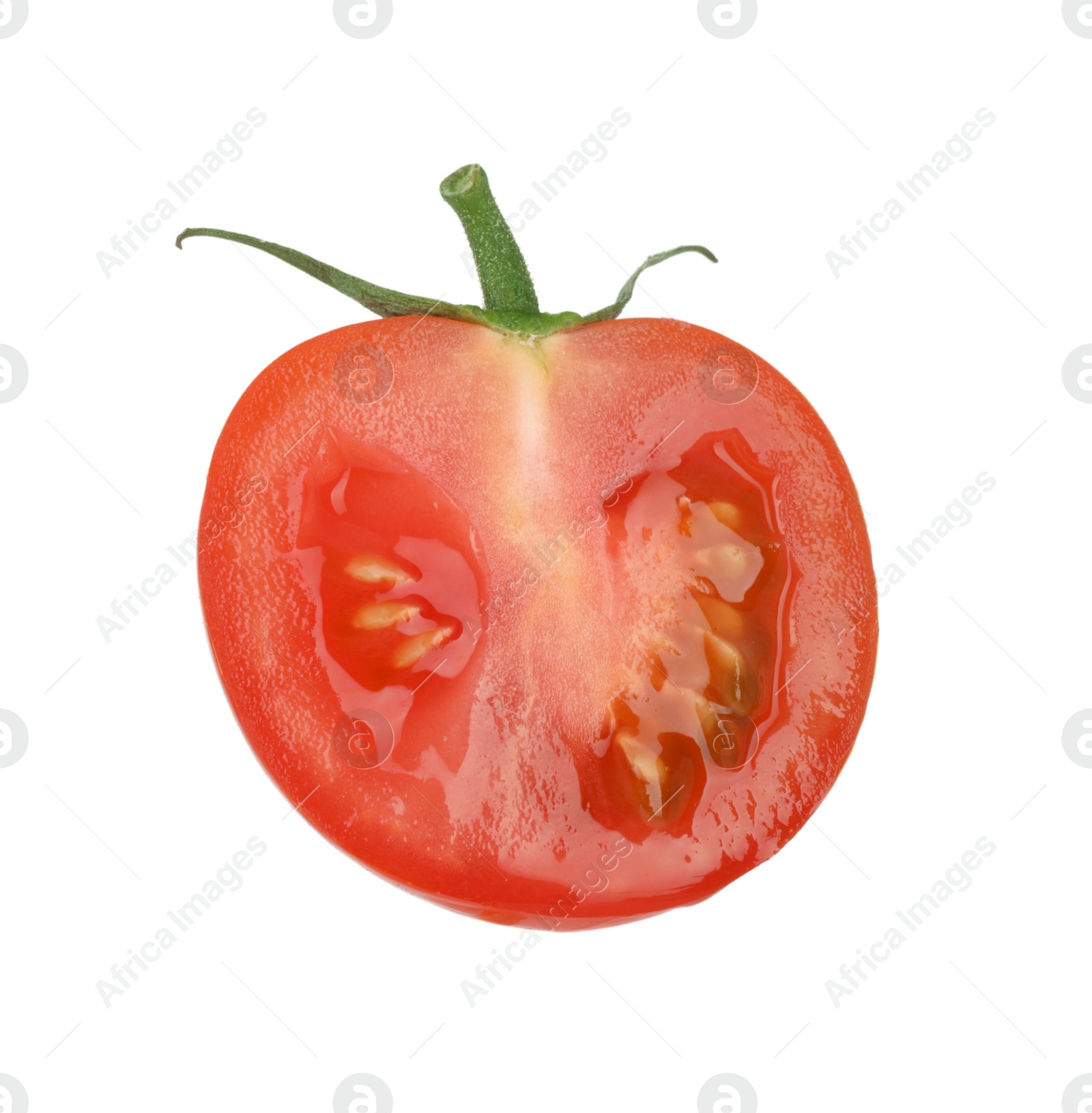 Half of ripe cherry tomato isolated on white Photo of Half of ripe cherry tomato isolated on white