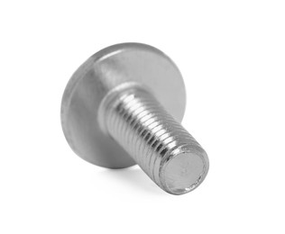 Photo of One metal carriage bolt isolated on white
