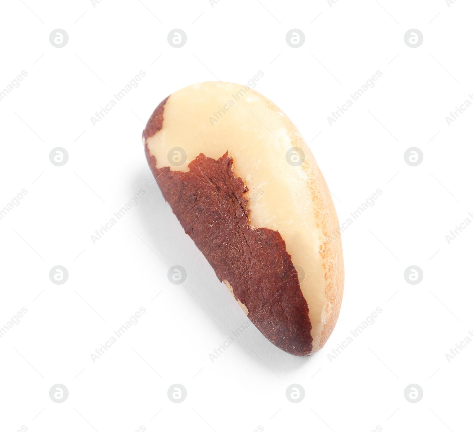 Photo of Delicious Brazil nut on white background. Healthy snack