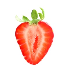 Half of fresh strawberry isolated on white