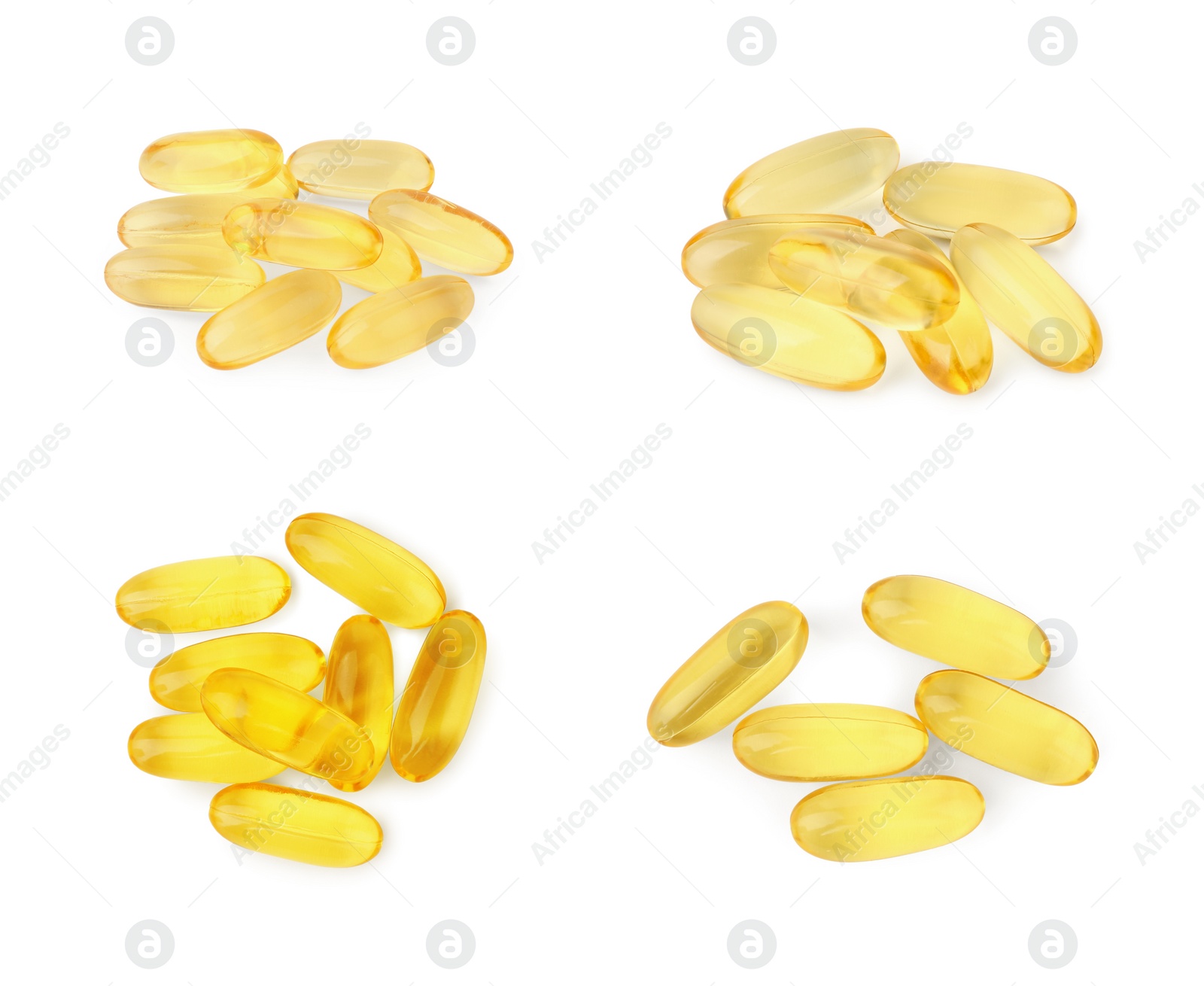 Image of Collage of vitamin pills isolated on white