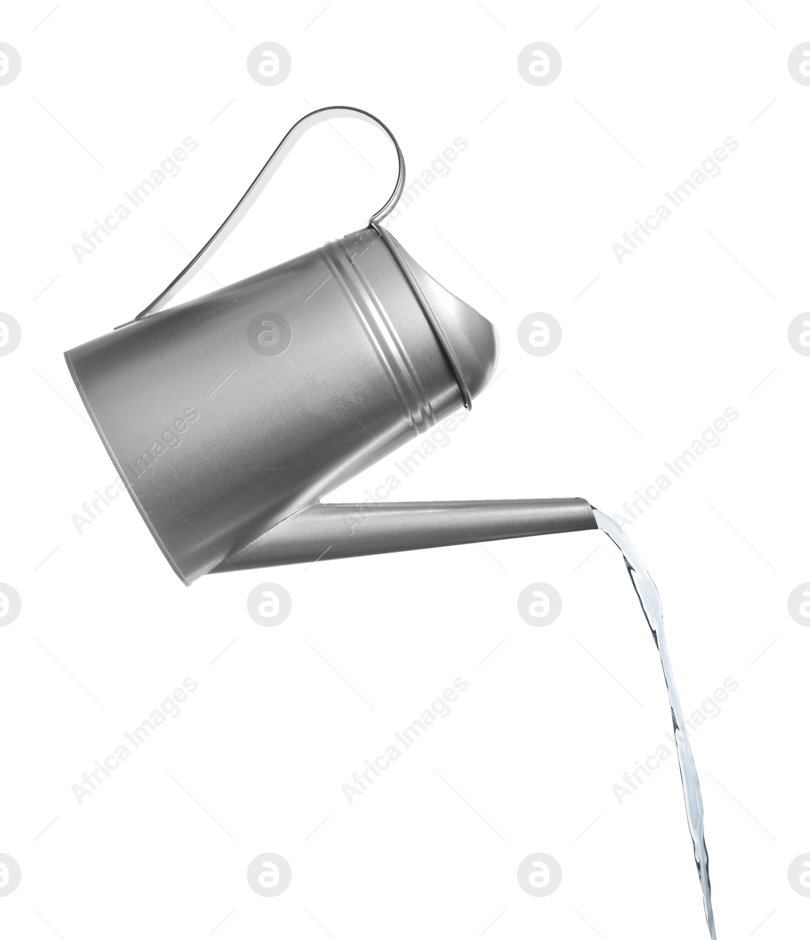 Image of Pouring liquid from watering can on white background