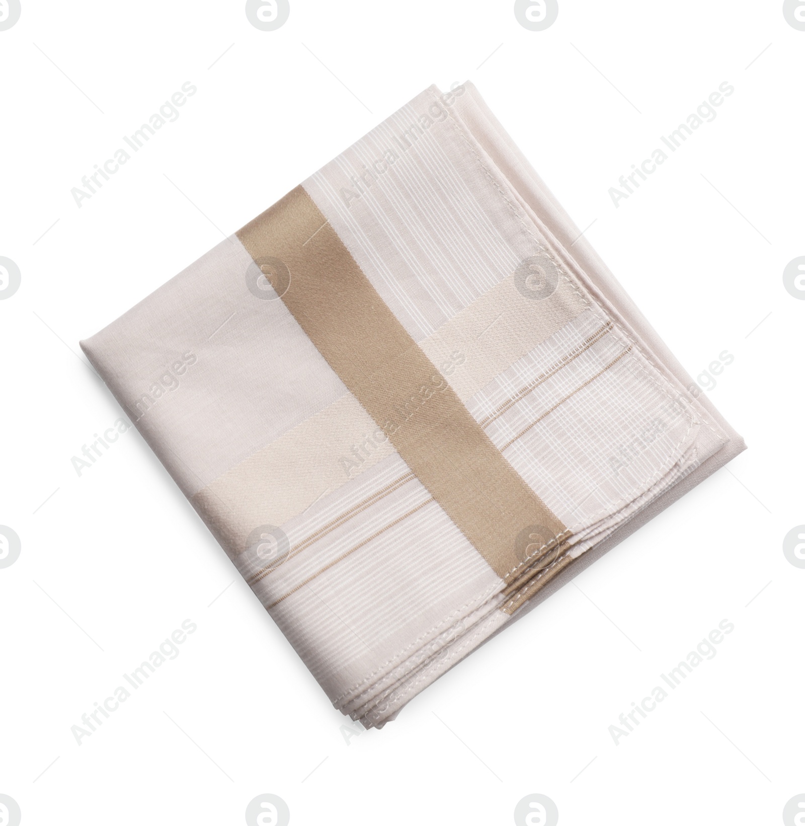 Photo of Stylish handkerchief on white background, top view. Space for text