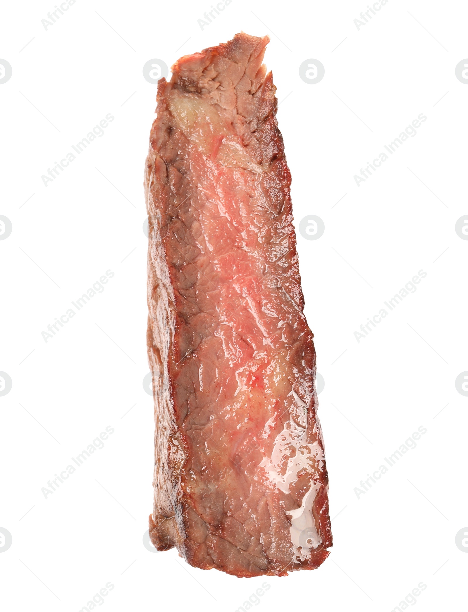 Photo of Piece of delicious grilled beef isolated on white
