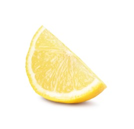 Photo of Citrus fruit. Slice of fresh lemon isolated on white