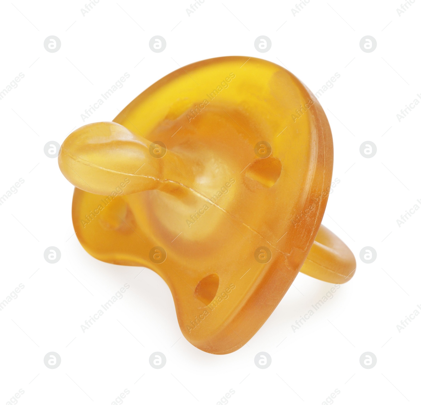 Photo of One rubber baby pacifier isolated on white