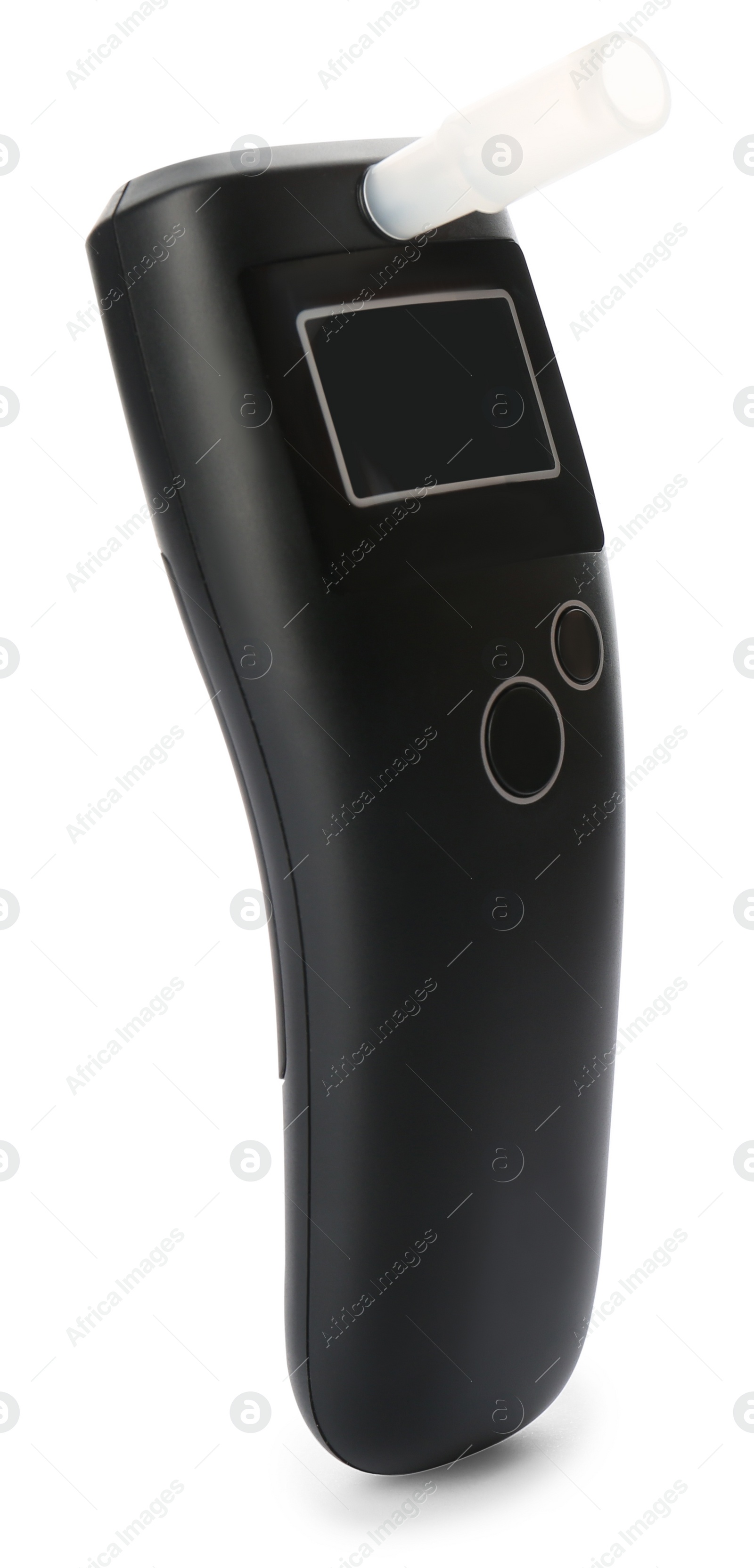 Photo of New modern digital breathalyzer on white background