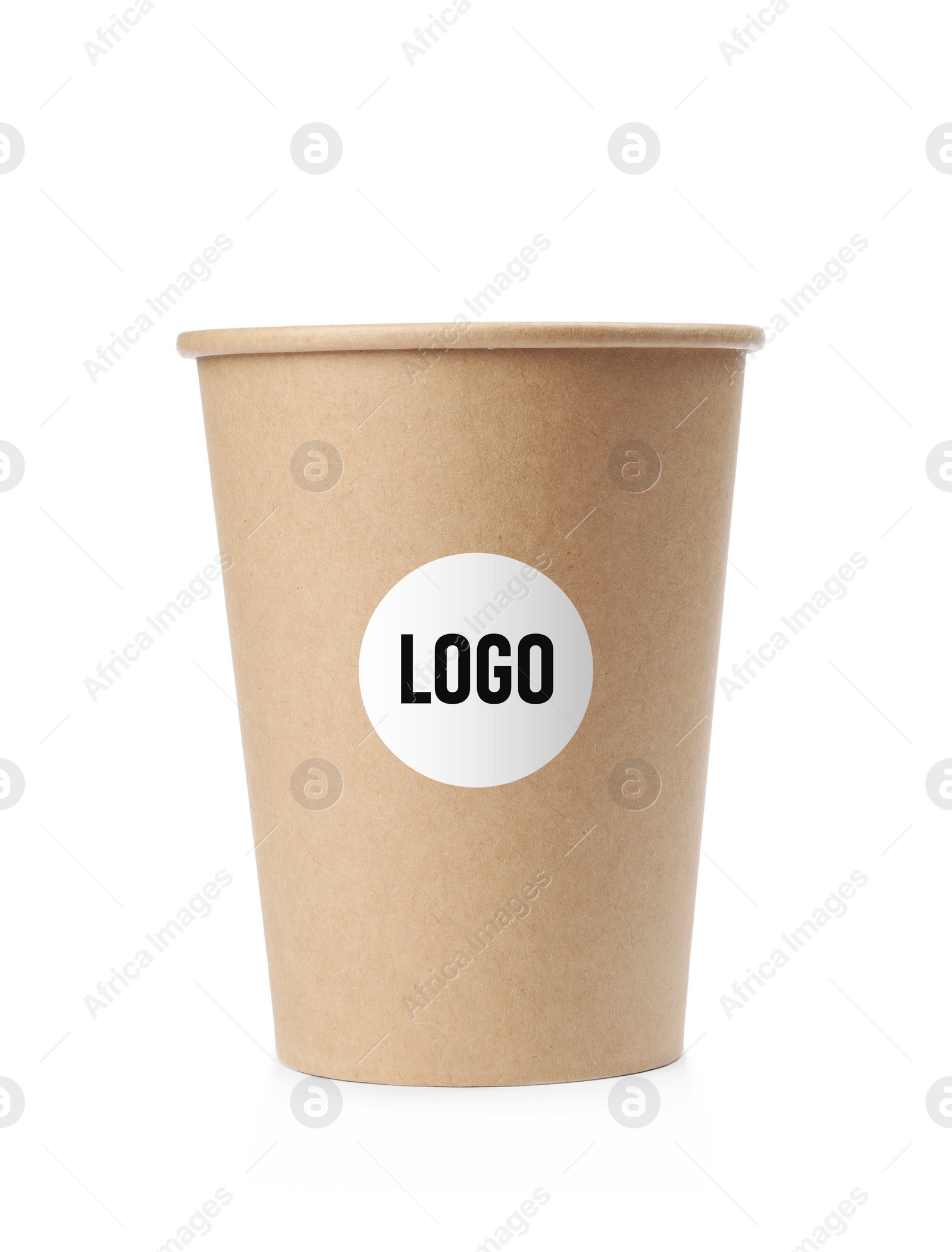 Image of Takeaway paper coffee cup with logo on white background