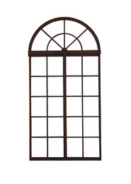 Image of Beautiful wooden arch window frame isolated on white