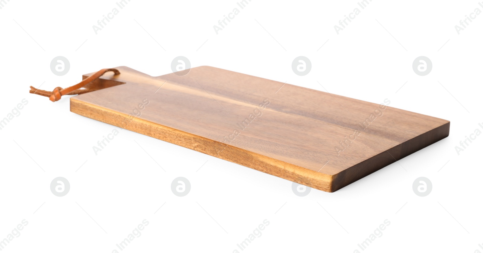 Photo of Empty clean wooden board isolated on white