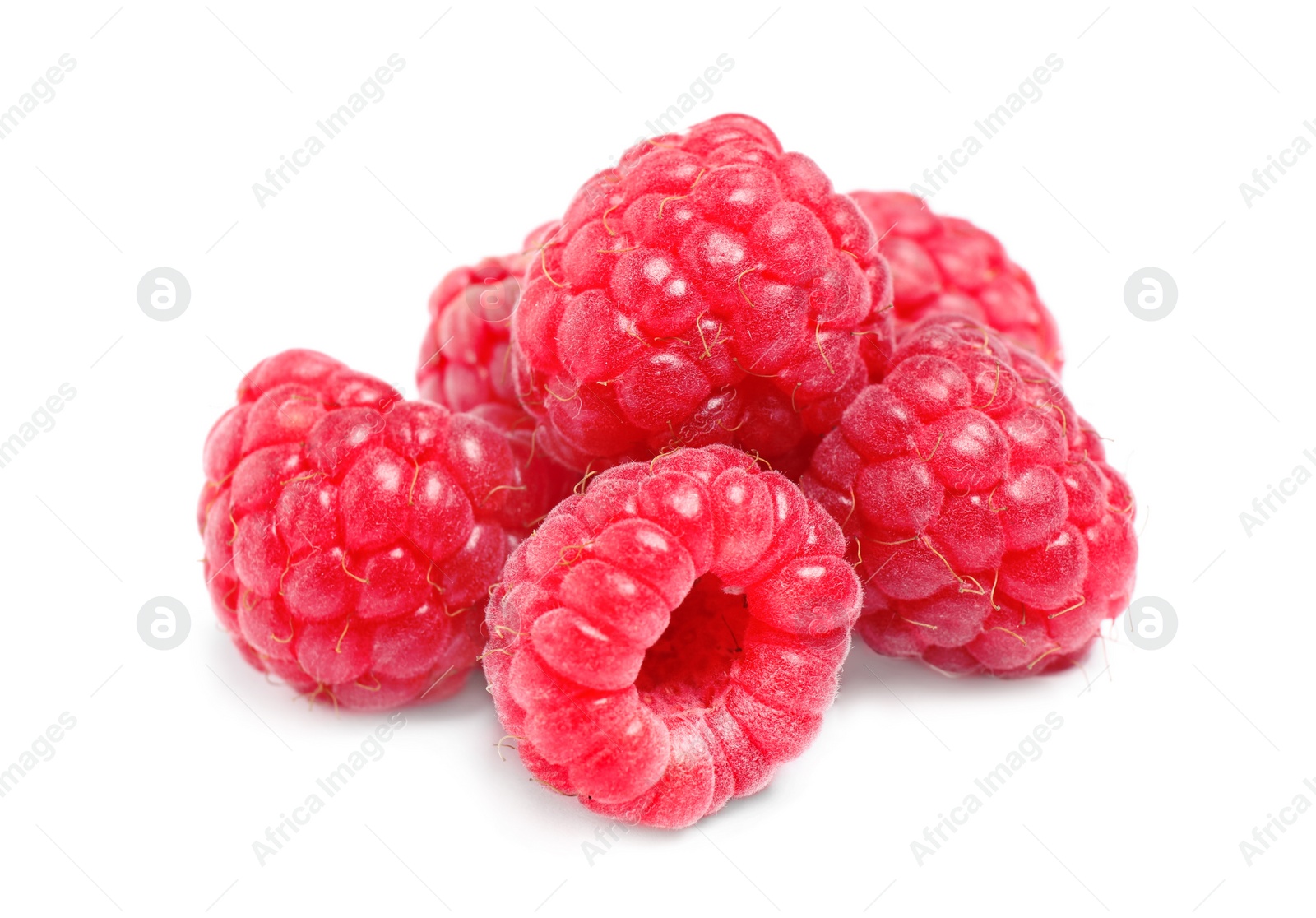 Photo of Delicious fresh ripe raspberries isolated on white