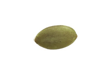 One peeled pumpkin seed isolated on white