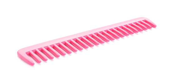 Photo of New pink hair comb isolated on white