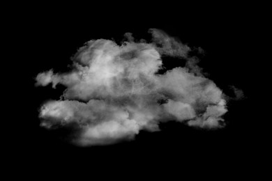 Cloud of white smoke on black background