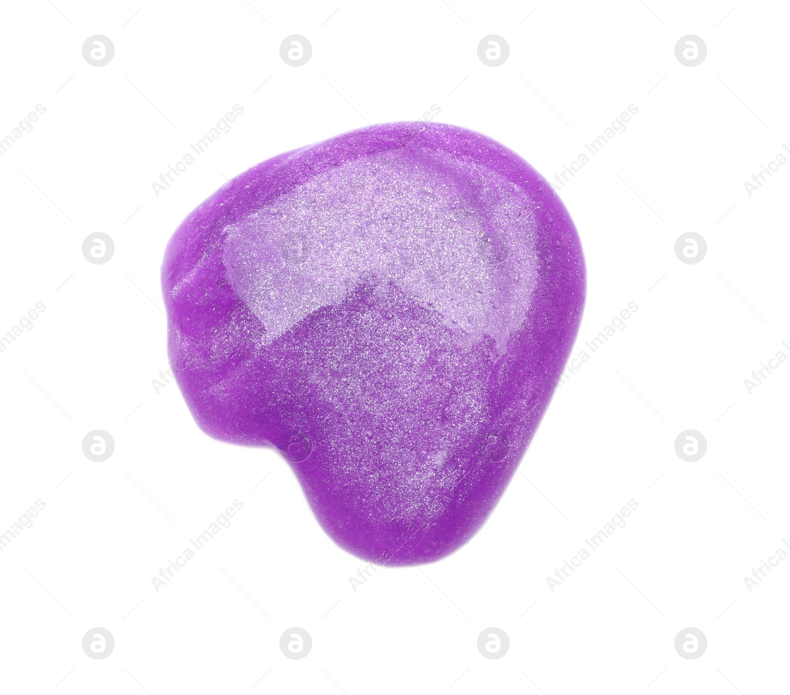 Photo of Purple slime isolated on white, top view. Antistress toy