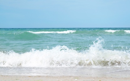 Photo of Beautiful view of sandy beach on sunny summer day