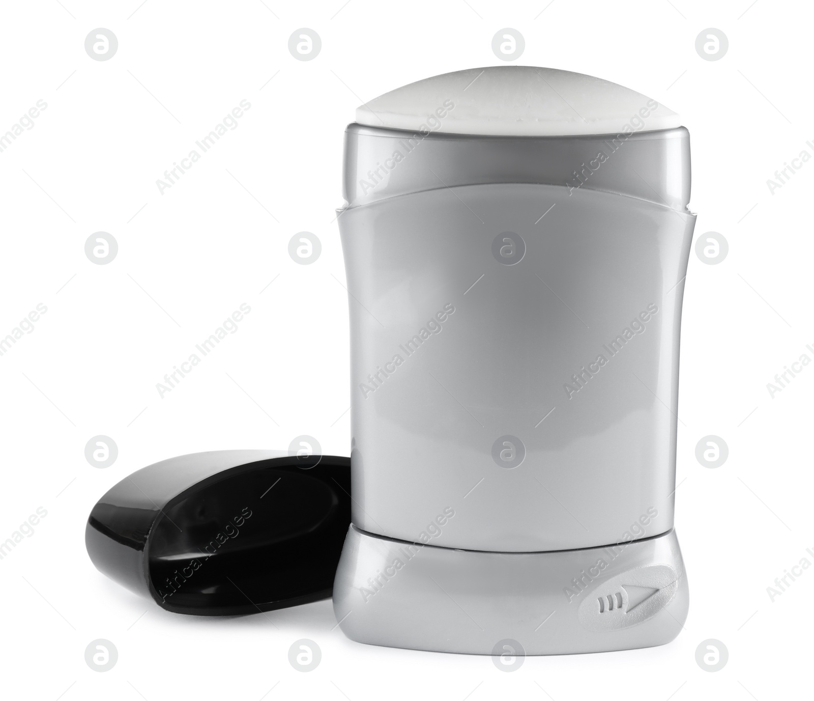 Photo of Blank plastic deodorant container on white background