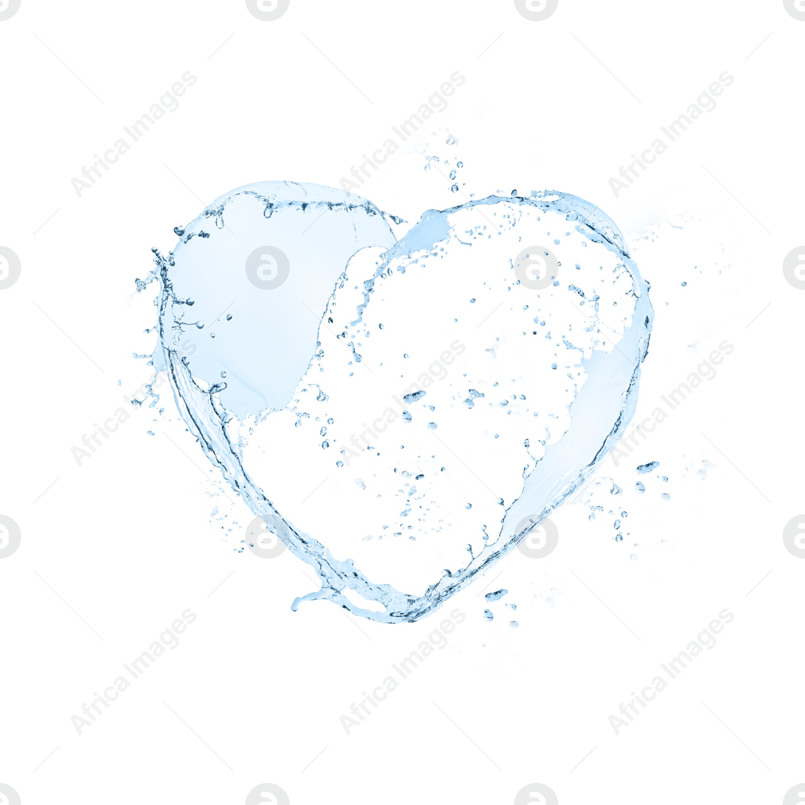 Illustration of Splash of fresh water in shape of heart isolated on white