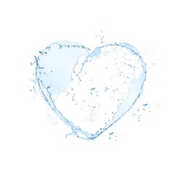 Splash of fresh water in shape of heart isolated on white