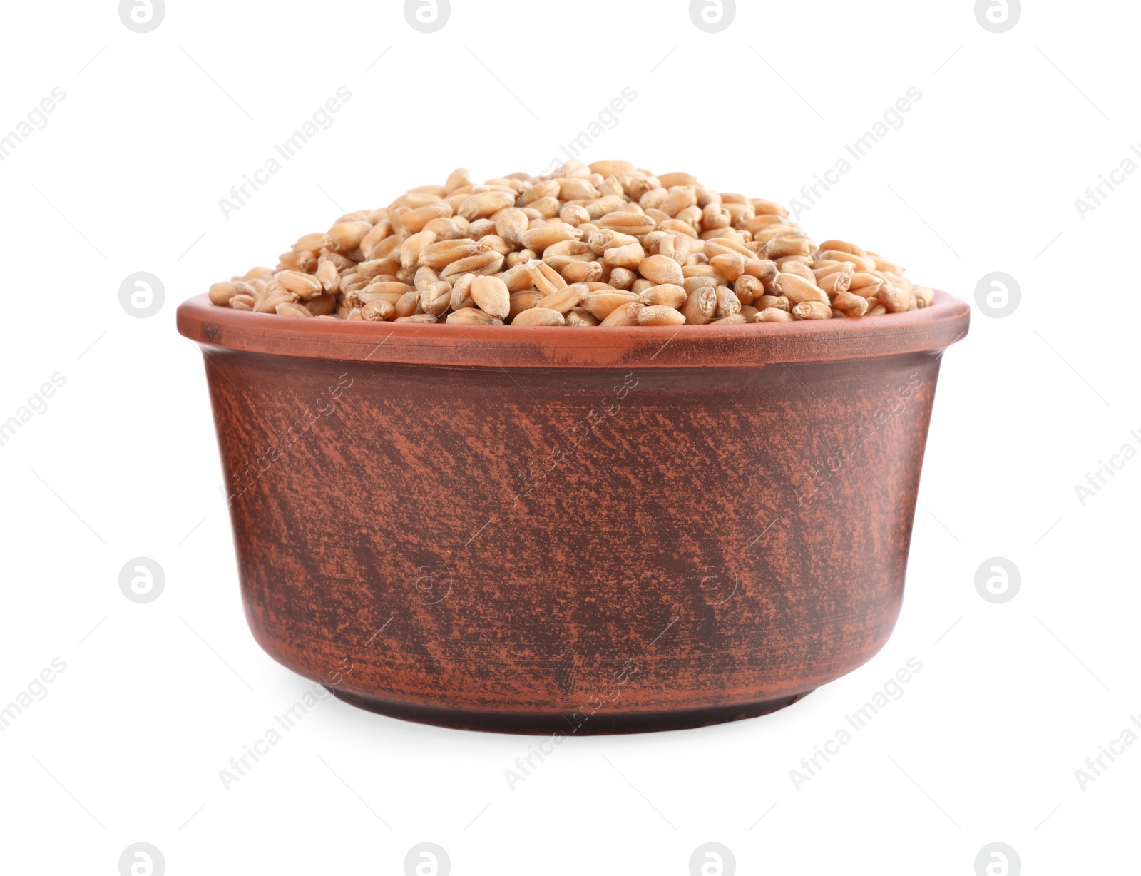 Photo of Wheat grains in bowl isolated on white