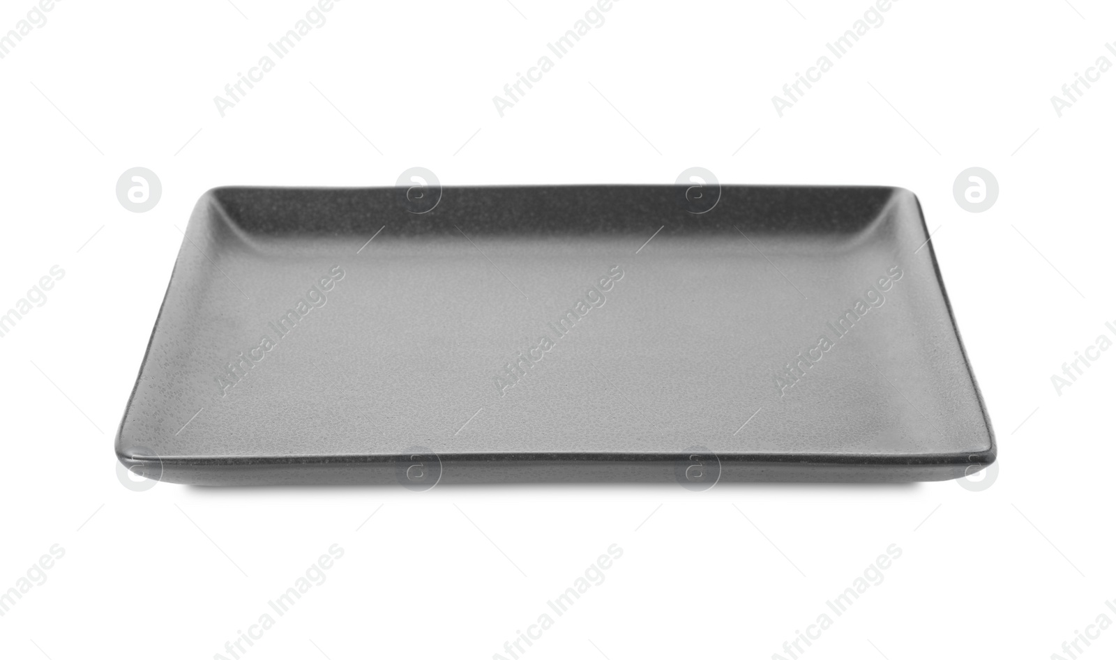 Photo of New grey serving platter isolated on white