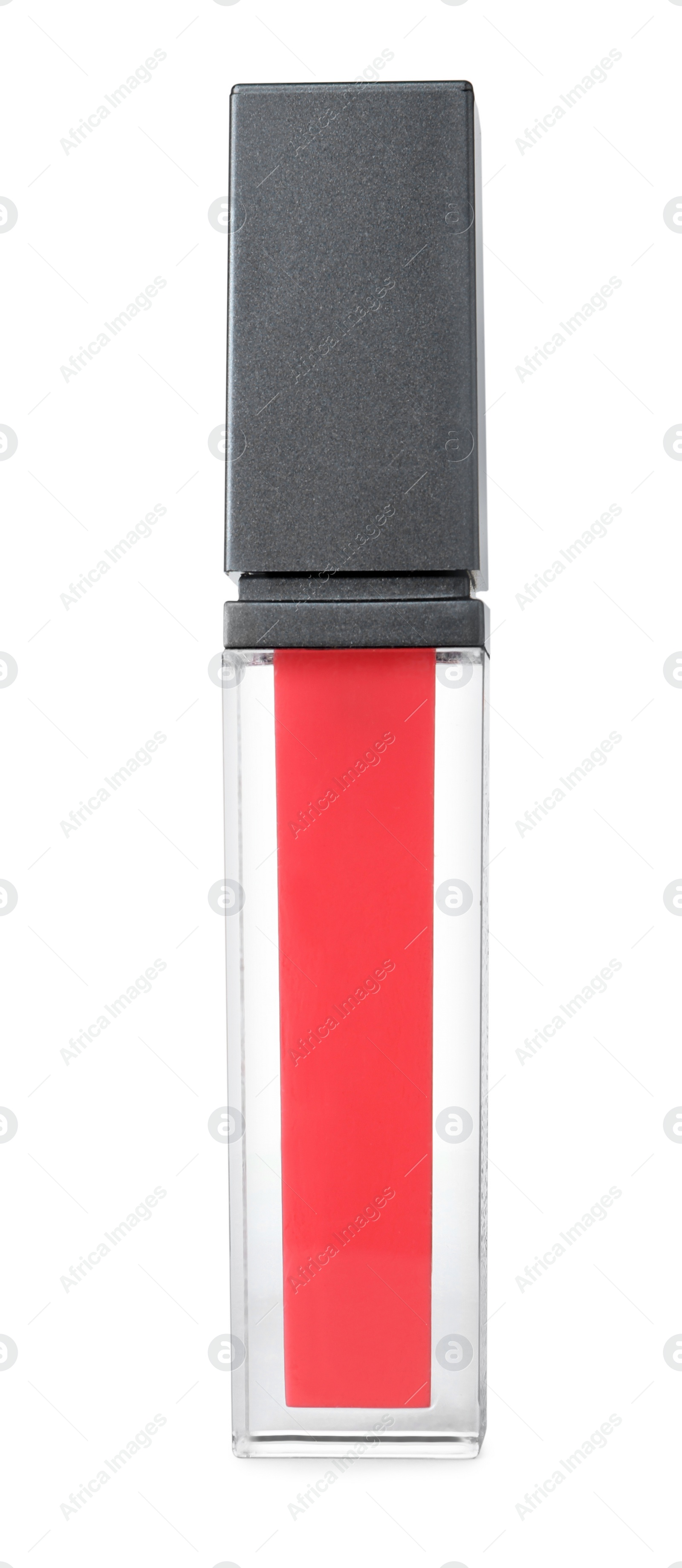 Photo of Bright liquid lipstick isolated on white. Makeup product