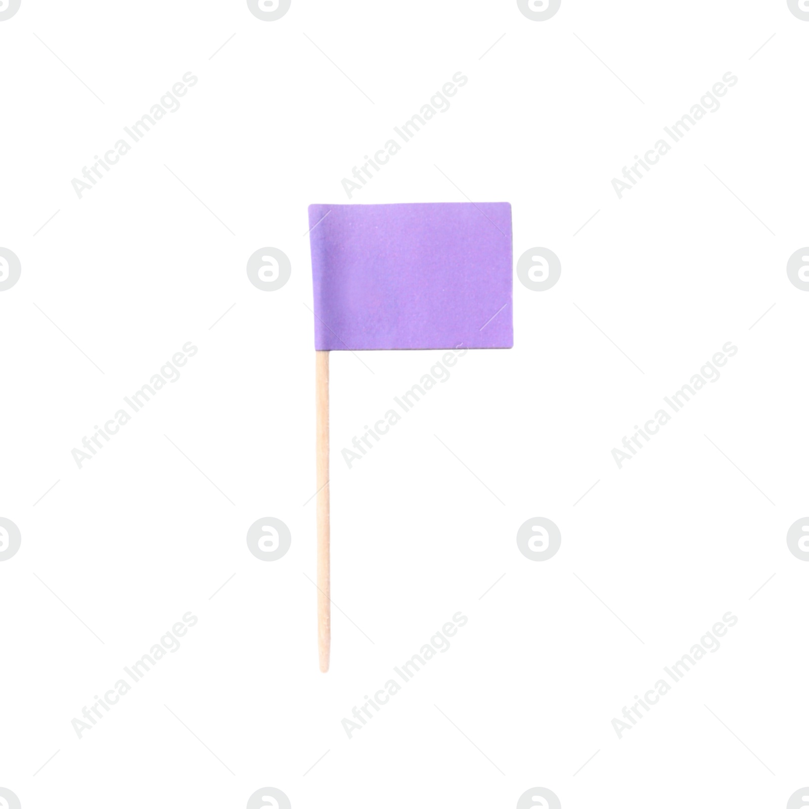 Photo of Small purple paper flag isolated on white