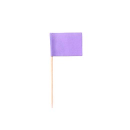 Photo of Small purple paper flag isolated on white