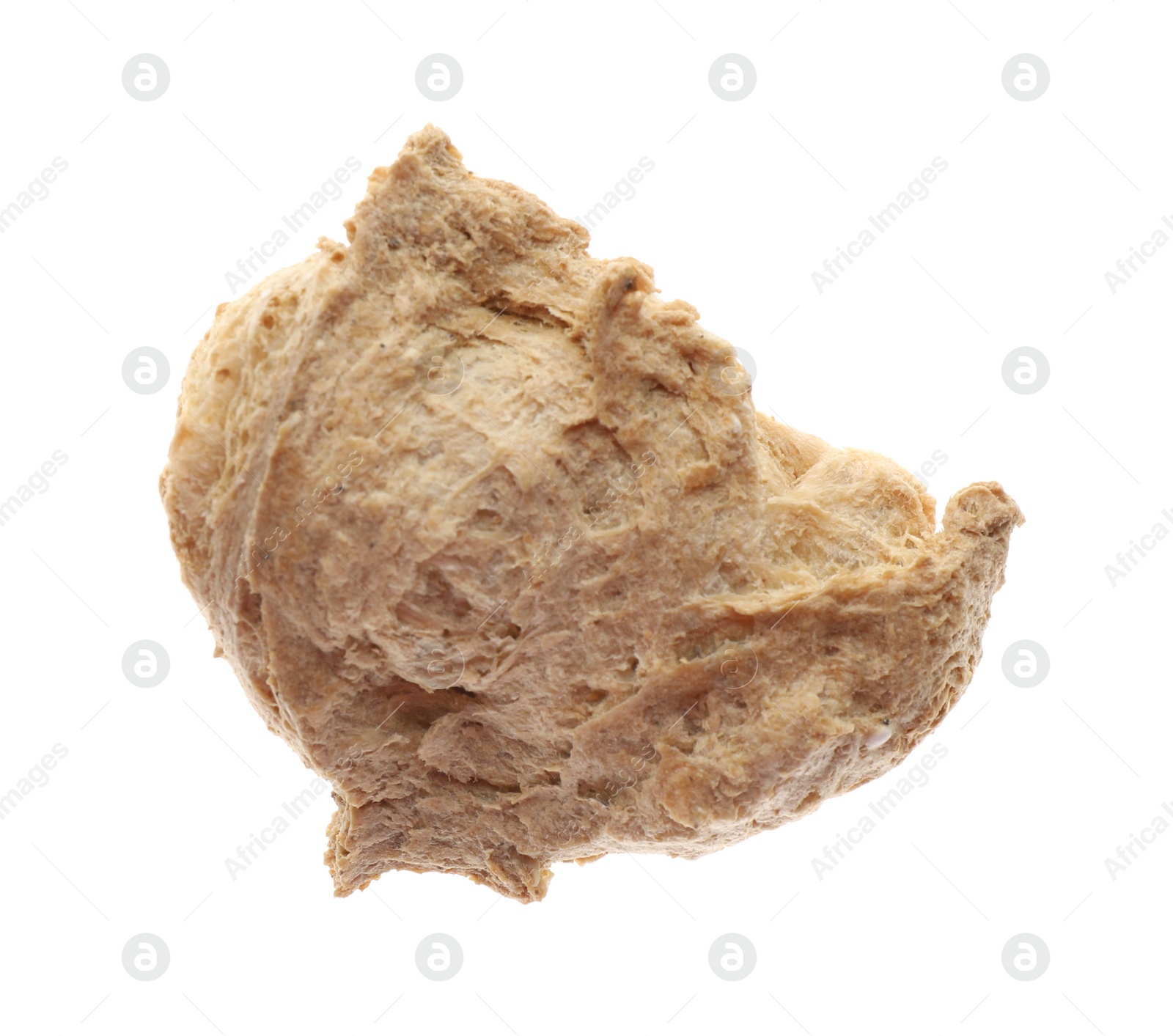 Photo of One dehydrated soy meat chunk isolated on white