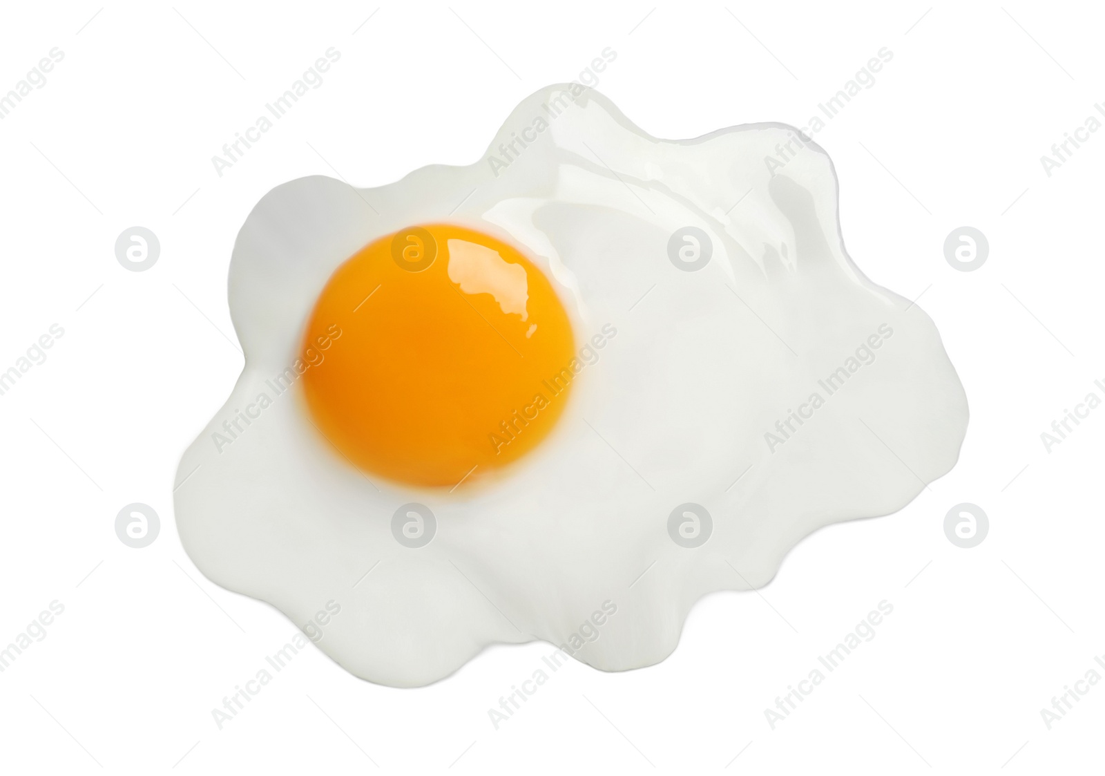 Image of Tasty fried chicken egg isolated on white, top view