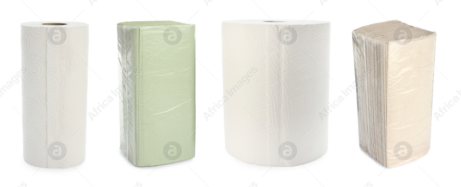 Set of paper towels on white background. Banner design Image of Set of paper towels on white background. Banner design