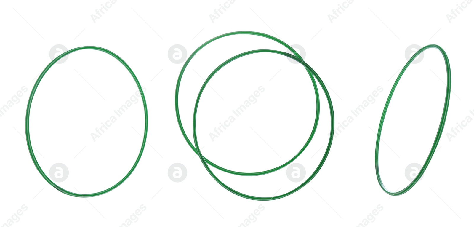 Image of Set of hula hoops isolated on white. Banner design