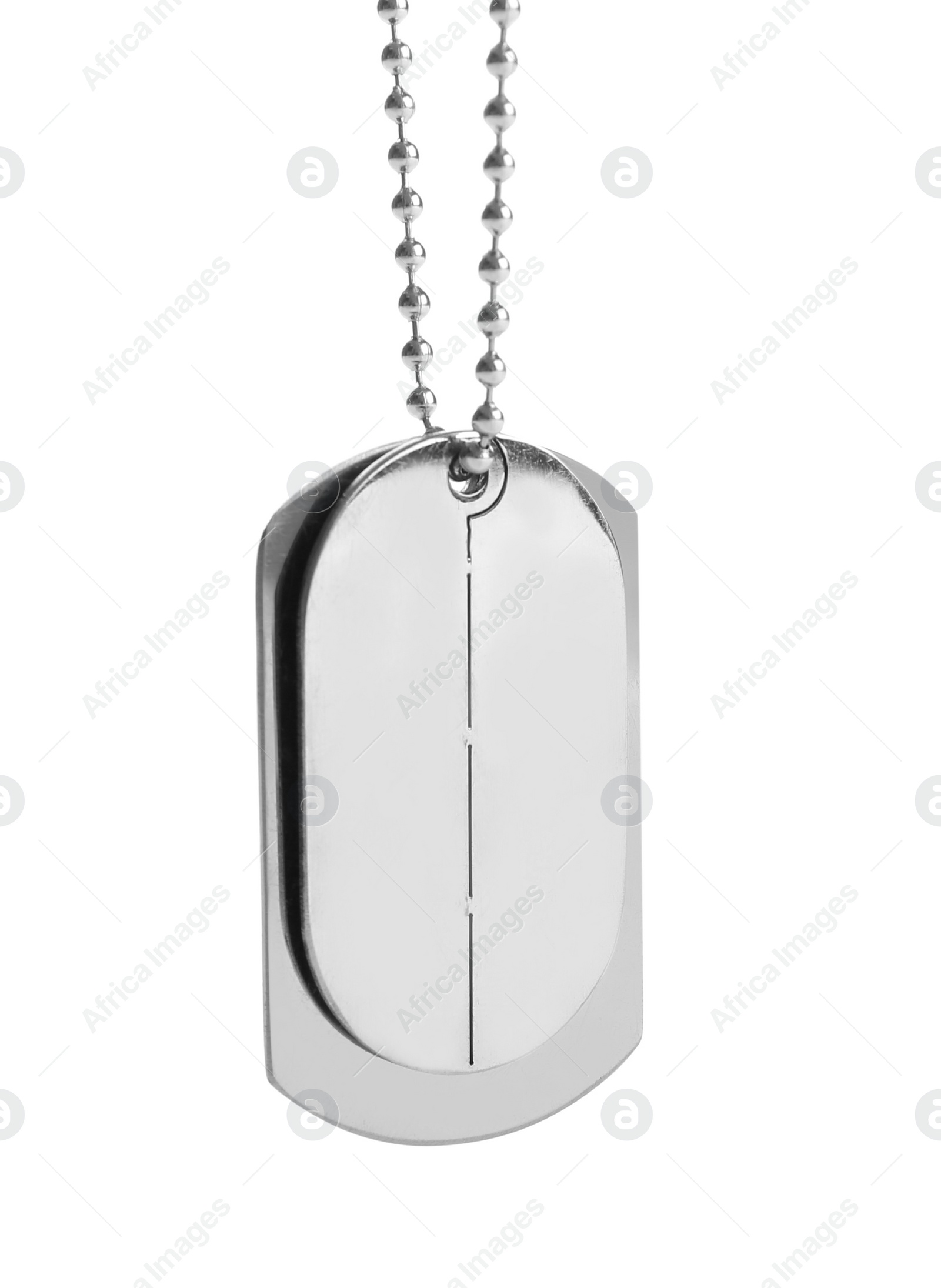 Photo of Blank military ID tags isolated on white