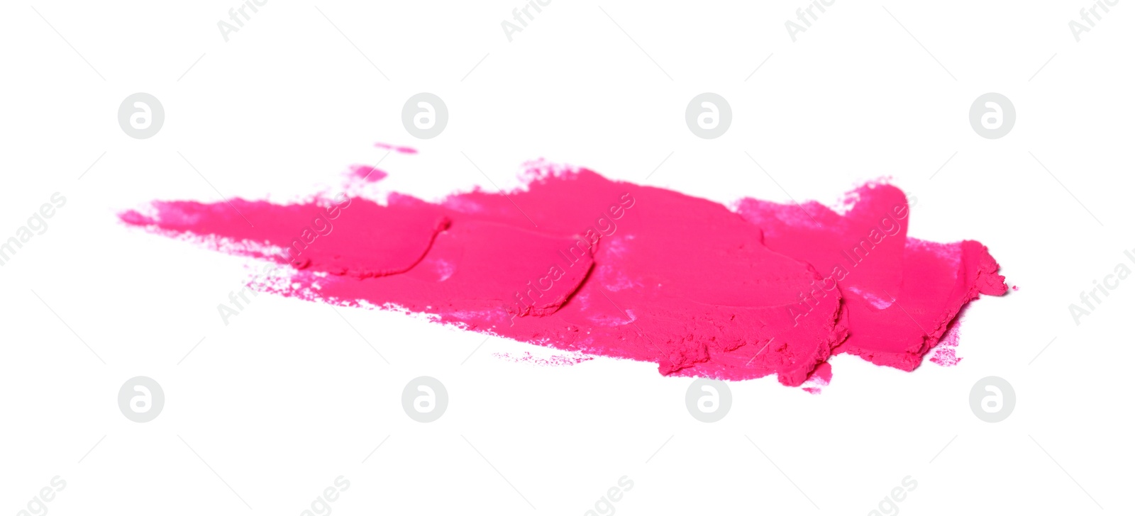 Photo of Smear of bright lipstick on white background