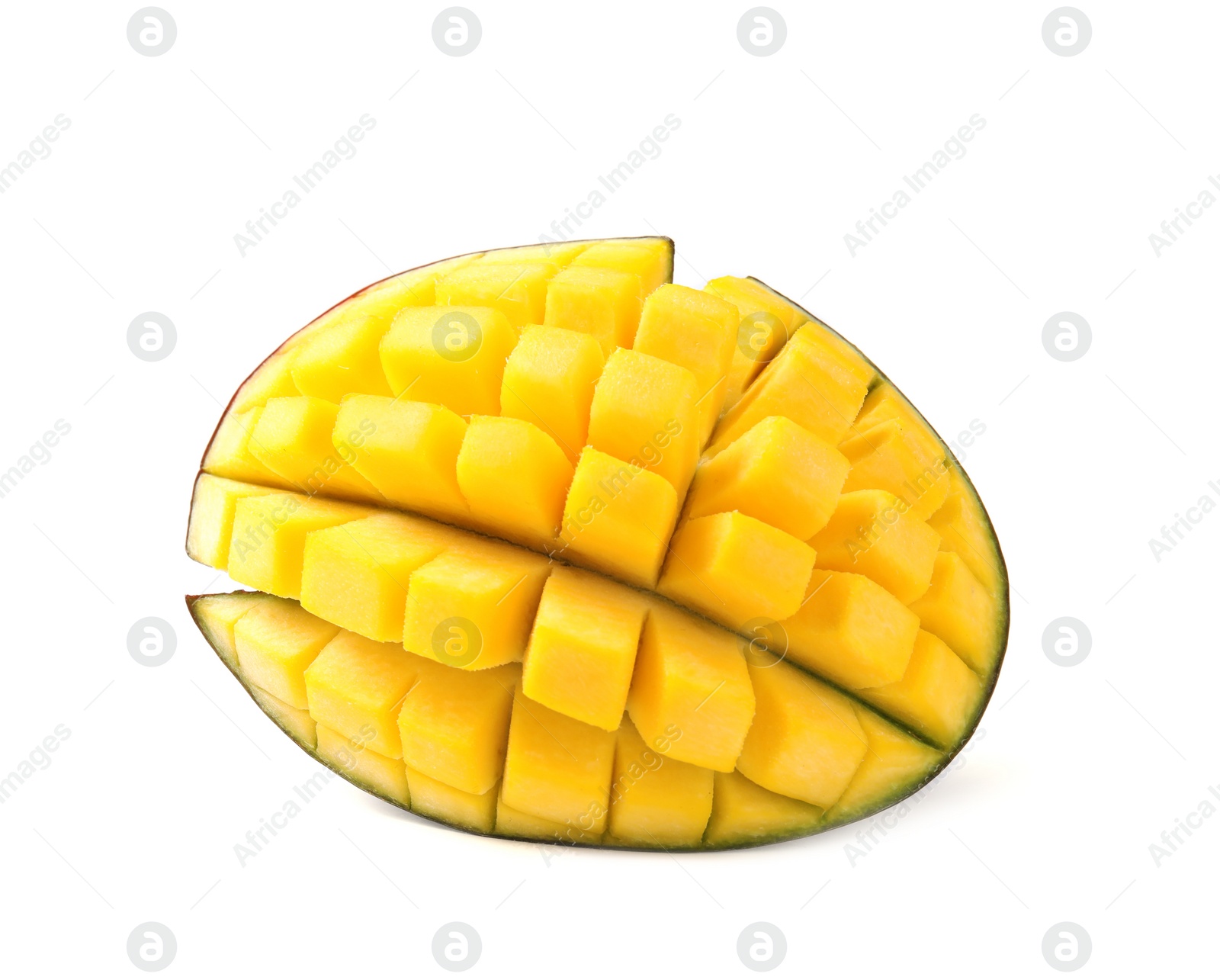 Photo of Fresh juicy mango half isolated on white