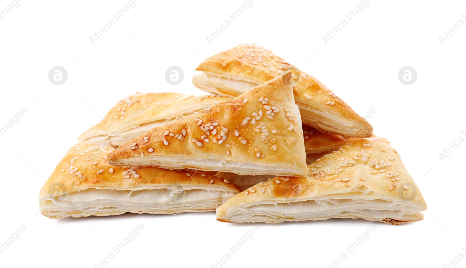 Photo of Delicious fresh puff pastries isolated on white