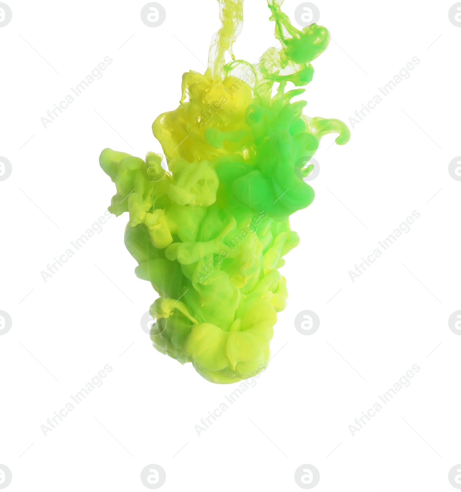 Photo of Splash of yellow and green inks on light background