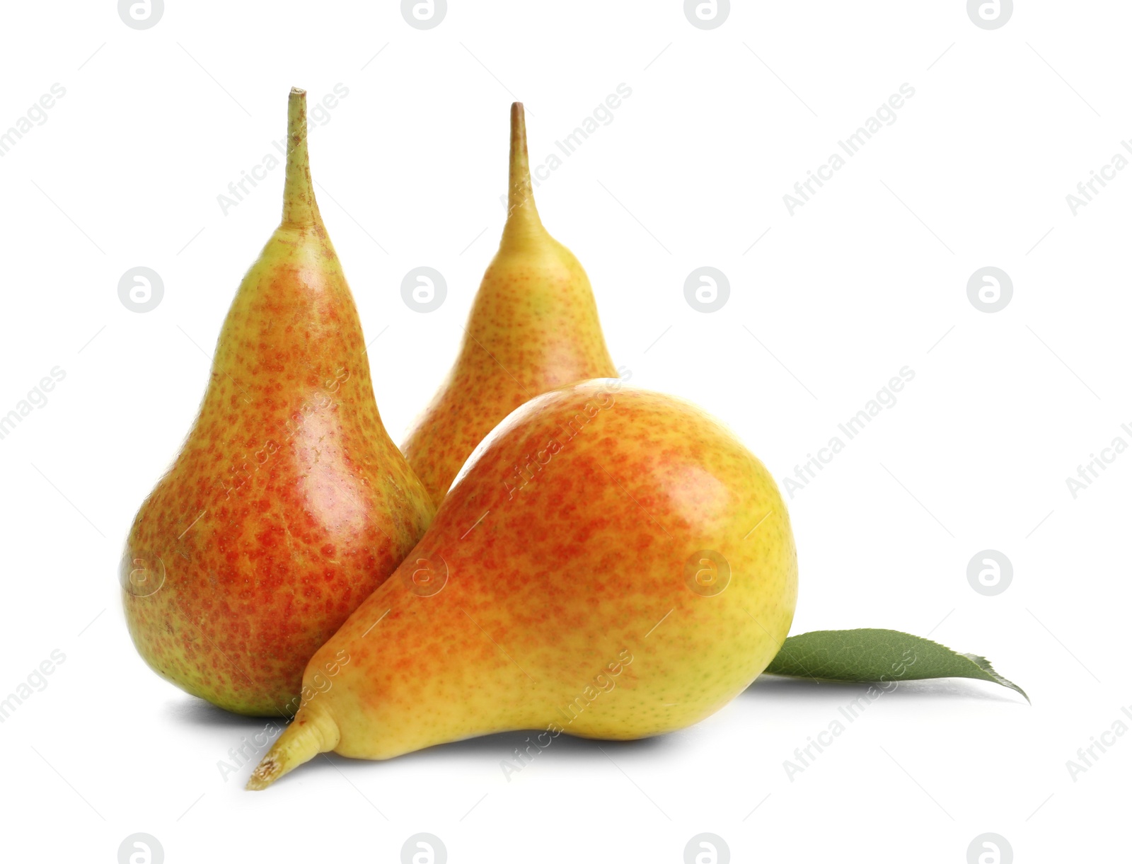 Photo of Whole ripe pears on white background