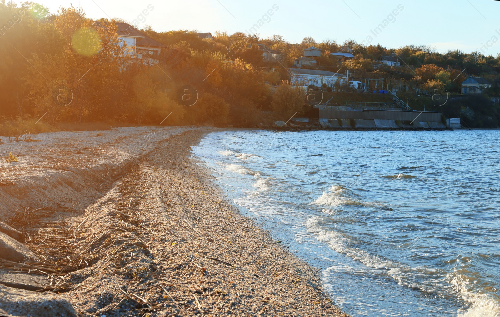 Photo of Picturesque view of tranquil river at sunset